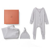 Anvi Baby Bamboo Swaddle & Sleep Suit Newborn Gift Set - Grey