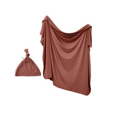 Anvi Baby Stretchy Bamboo Spandex Swaddle & Hat - Chocolate