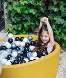 Larisa & Pumpkin Mustard Ball Pit (85cm) With 200 balls - Silver/Black/White Balls