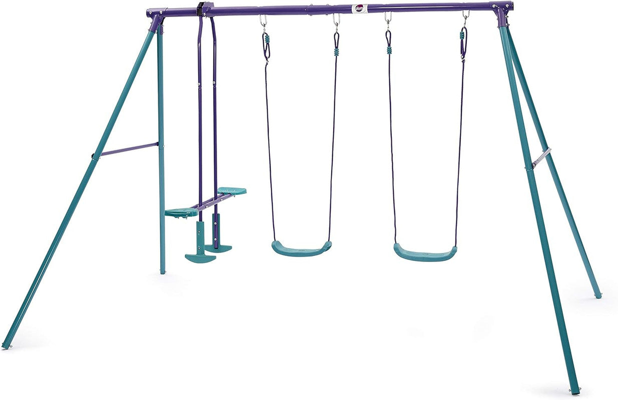 Plum Jupiter Double Swing & Glider Set - Purple/Teal - Laadlee