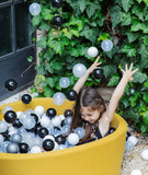 Larisa & Pumpkin Mustard Ball Pit (85cm) With 200 balls - Silver/Black/White Balls