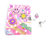 Hot Focus Groovy Flower Diary With Lock & Keys - Laadlee