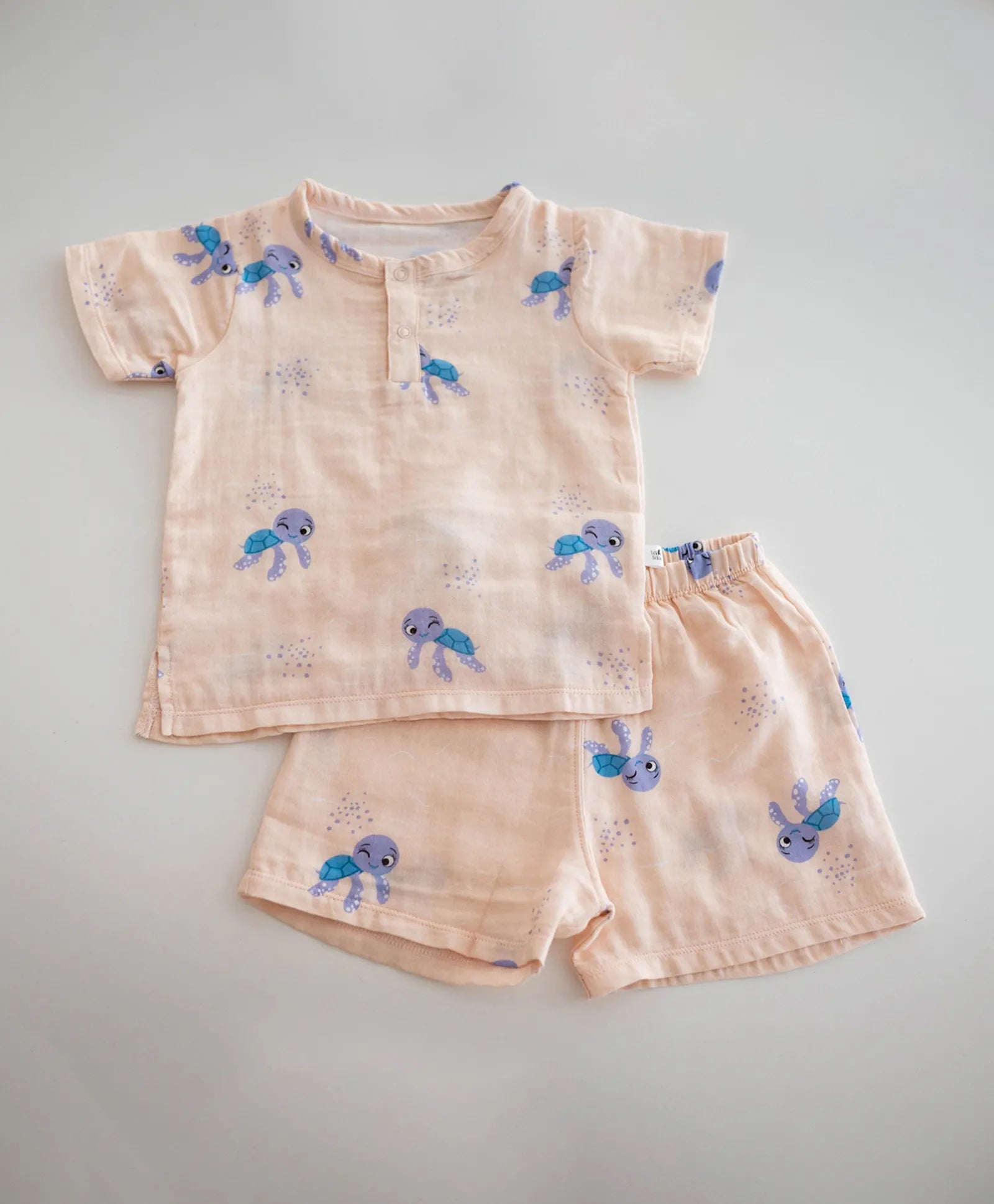 Tickle Tickle Organic Muslin Shorts and Tee Set - Toby Turtle - Laadlee
