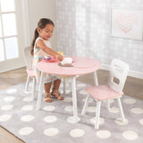Kidkraft Round Storage Table & 2 Chair Set - White & Pink