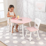 Kidkraft Round Storage Table & 2 Chair Set - White & Pink