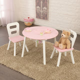 Kidkraft Round Storage Table & 2 Chair Set - White & Pink
