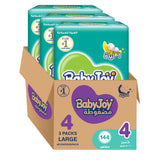 BabyJoy Compressed Diamond Pad Diaper, Jumbo Pack Large Size 4, 10 - 18Kg - 144Pcs