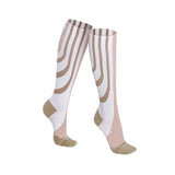 Sankom - Patent Active Compression Socks - White & Beige - Laadlee