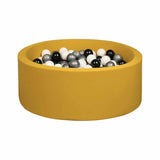 Larisa & Pumpkin Mustard Ball Pit (85cm) With 200 balls - Silver/Black/White Balls