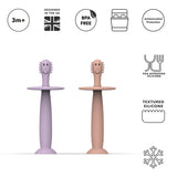 Matchstick Monkey Training Toothbrush With Stopper Dusty Pink and Lilac (Pack of 2)