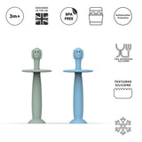 Matchstick Monkey Training Toothbrush With Stopper Mint Green and Light Blue (Pack of 2)