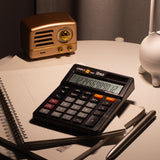 Deli Mini Desk Calculator Plastic 12 Digits Black Em01320