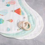 Anvi Baby Set of 3 Organic Bamboo Burp & Bib Cloth - Balloons