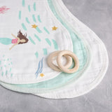 Anvi Baby Set of 3 Organic Bamboo Burp & Bib Cloth - Mermaids