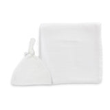 Anvi Baby Organic Bamboo Beanie & Swaddle Set - White Mist