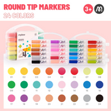 Mideer Washable Round Tip Markers - 24pcs