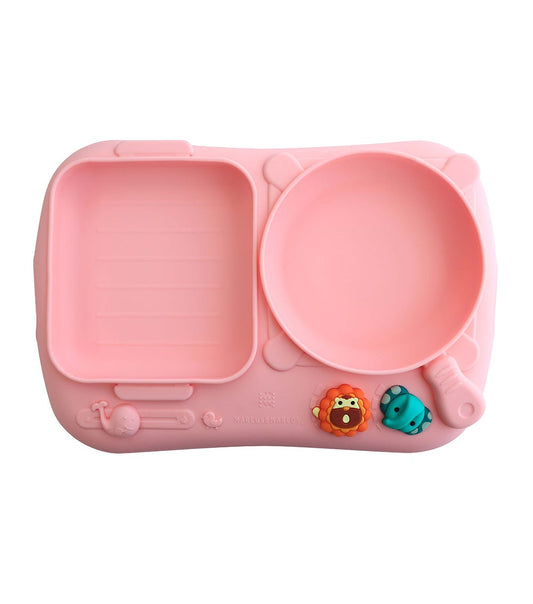Marcus & Marcus - Creativplate With Suction - Little Chef - Pink - Laadlee