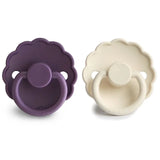 Frigg Daisy Silicone Baby Pacifier 0M-6M ,Pack of 2 , Violet Dream / Cream - Size 1