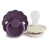 Frigg Daisy Silicone Baby Pacifier 0M-6M ,Pack of 2 , Violet Dream / Cream - Size 1