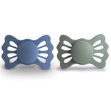 Frigg Lucky Symmetrical Silicone Baby Pacifier 0M-6M ,Pack of 2 , Ocean View / Sage - Size 1