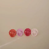 Frigg Round Silicone Baby Pacifier 0M-6M Pack of 4 Rosy Romance - Size 1
