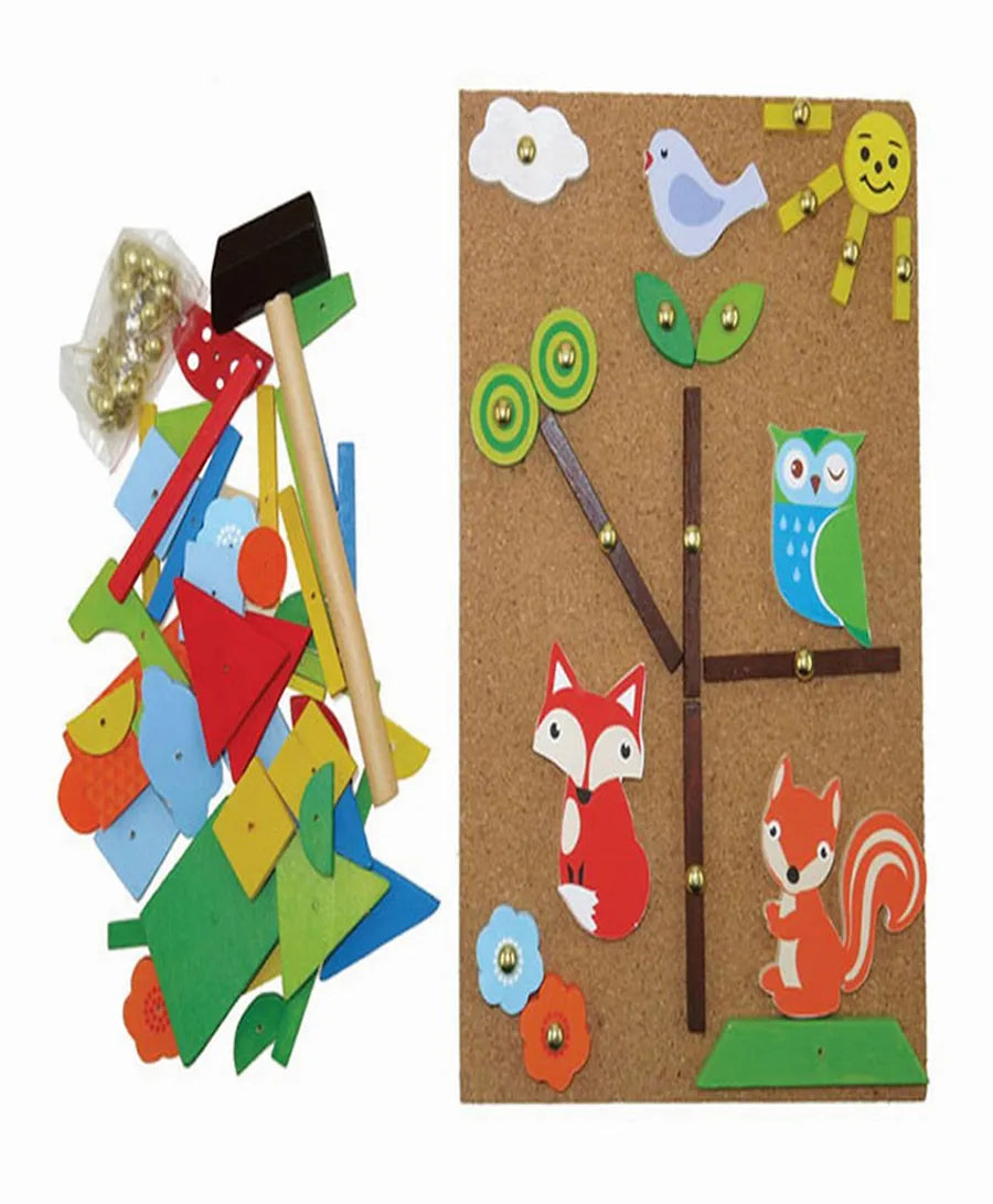 Andreu Toys Wooden Pin-Cork Forest Friends Tap A Shape Set - Laadlee