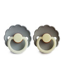 Frigg Daisy Latex Baby Pacifier 6M-18M, 2Pack, French Gray Night/Portobello Night - Size 2 - Laadlee