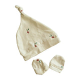 Tickle Tickle Pack Of Red Olea Organic Mittens And Knotted Hat Set - Laadlee