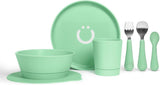 Ubbi Feeding Set (Plate, Bowl, Cup, Utensils, Suction Cup) - Sugar Snap