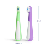 Ubbi Training Set for Babies and Toddlers, 2-Stage Toothbrush Set WIth Silicone and Soft Bristle - Purple + Zest