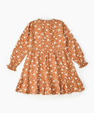 Jelliene All Over Printed Dress - Brown - Laadlee