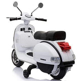Vespa Kids Power Riding Motorbike with Side Support Wheels 12V - White