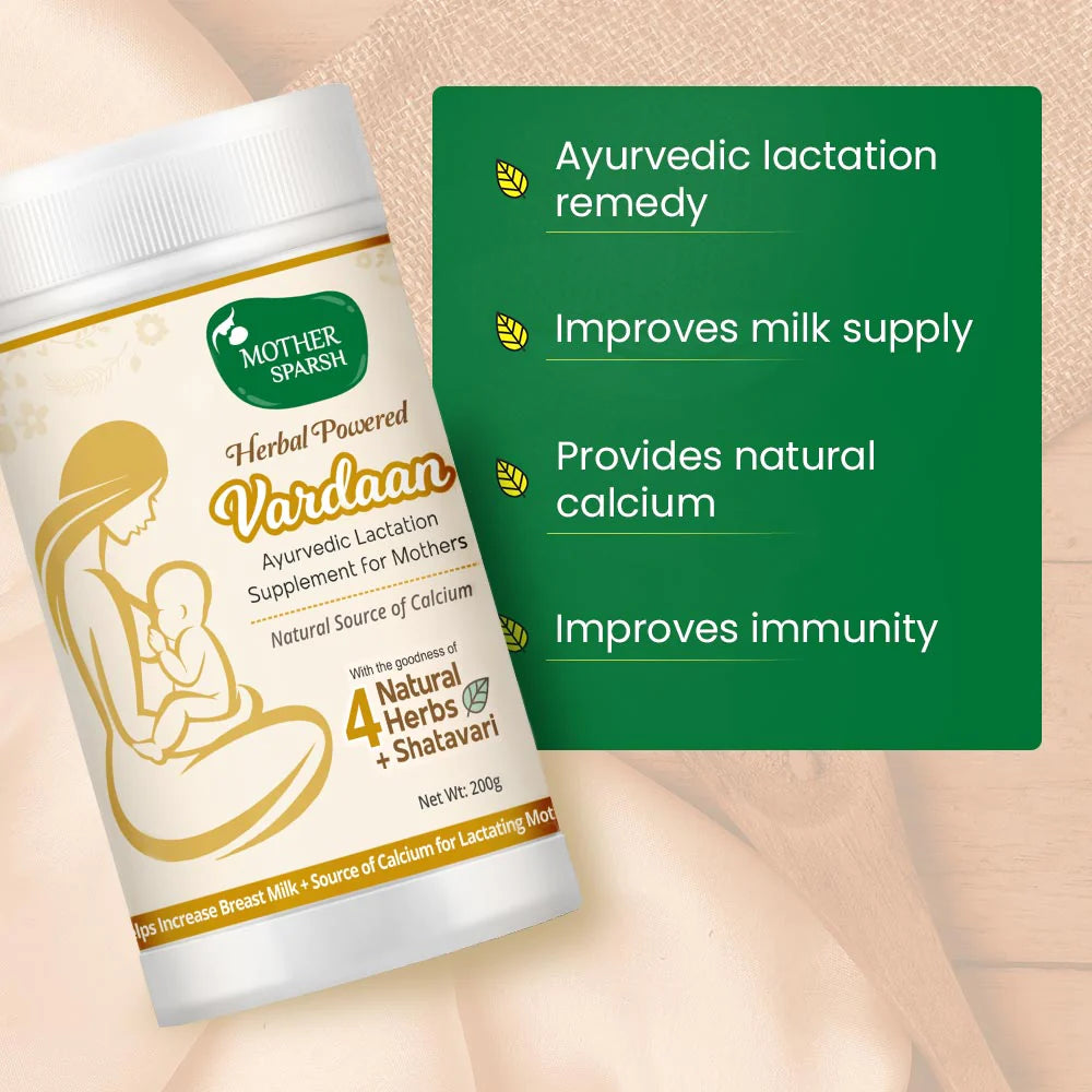 Mother Sparsh Herbal Powered Vardaan - Ayurvedic Lactation Supplement for Mothers - 200gm - Laadlee