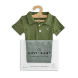 Anvi Baby Bamboo Spandex Polo T-Shirt 2Y-4Y - Dark Green