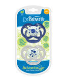 Dr. Brown's Advantage Stage 2 Glow In The Dark Pacifier- Pack of 2 - Blue - Laadlee