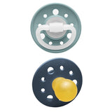 Nip Cherry Orthodontic Latex 0M-6M Baby Pacifier - Blue Grey & Dark Blue (Pack of 2)