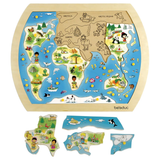 Beleduc Wooden World Map Puzzle - 21Pcs