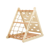 Ezzro - Pikler Triple Slide Triangle With Toddler Climb Pikler - Natural