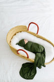 Anvi Baby Stretchy Bamboo Spandex Swaddle & Hat - Green