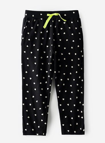 Jelliene All Over Printed Knit Sweat Pants - Black Hearts - Laadlee