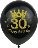 Brain Giggles 30th Birthday Black and Gold Balloons Set – 15Pcs