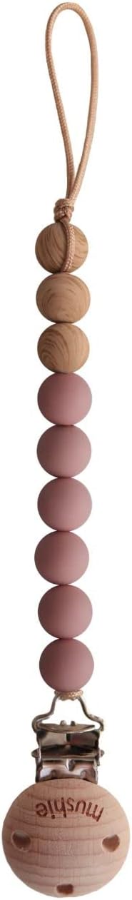 Mushie Pacifier Clips Eva Cloudy Mauve - Laadlee