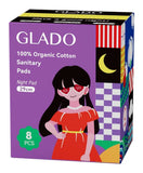 Glado 100% Organic Cotton Sanitary Napkins for Women 29cm - Pack of 8