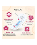 Glado 100% Organic Cotton Sanitary Napkins for Women 29cm - Pack of 8