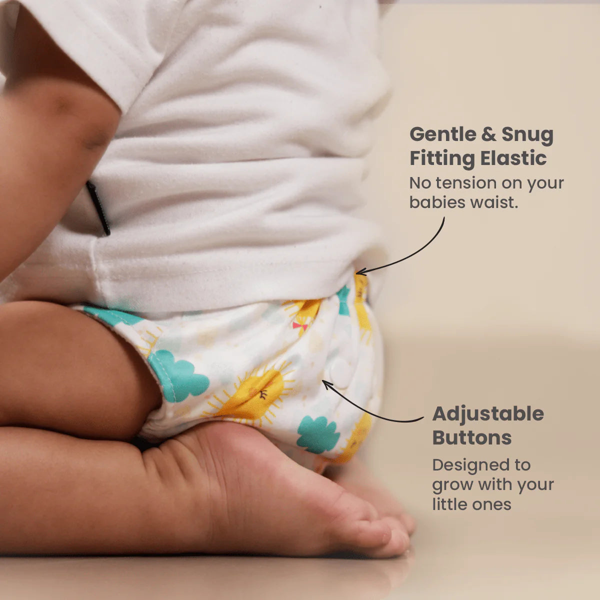 Mother Sparsh Plant Powered Cloth Diaper - Peppy Pebbles - Laadlee