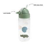 Done By Deer Straw Bottle Happy Clouds 350ml - Green