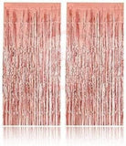 Brain Giggles Rose Gold Metallic Foil Fringe Curtain 6Ft x 3Ft (Pack of 2)