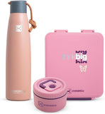 Hydrobrew Bento Lunch Box With Steel Water Bottle & Food Jar - Think Big Blush