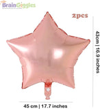 Brain Giggles Rose Gold Star, Round & Bottle Happy Birthday Foil Balloon Set - 5 Pcs