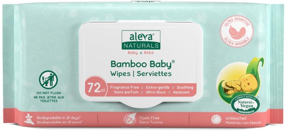 Aleva Naturals Bamboo Baby Sensitive Wipes - 72Ct - Laadlee